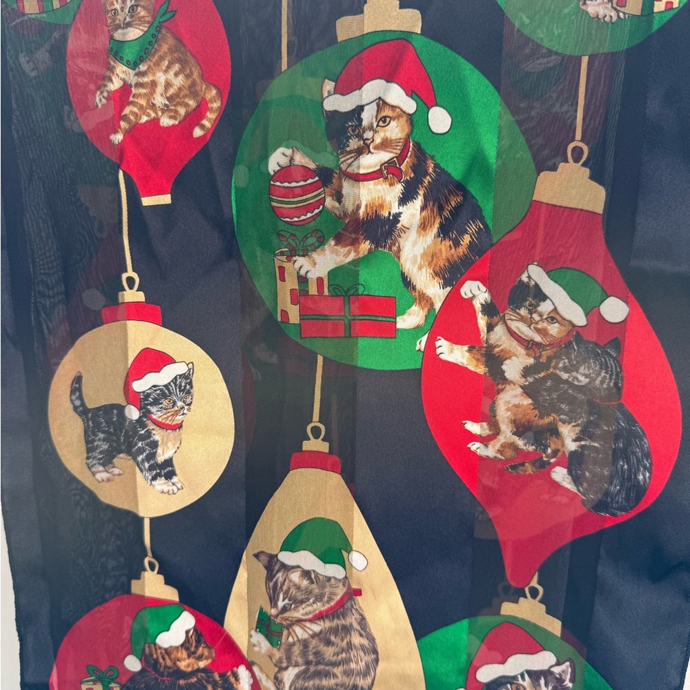 Festive Cat Print Scarf